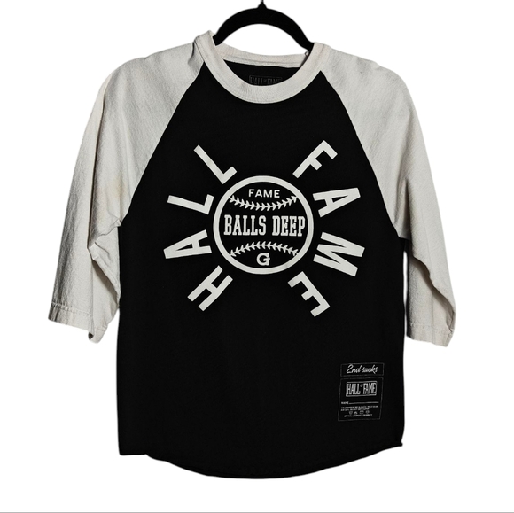 Hall Of Fame Tops - HALL OF FAME Balls Deep 2nd Sucks 3/4 Sleeve Shirt Size Small